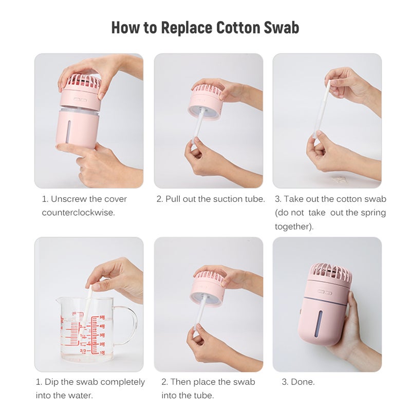 إيهوم جهاز ترطيب الهواء بالرذاذ بتصميم 2 في 1 ومزود بمنفذ USB ومروحة محمولة أزرق 16.5سم - Image 3