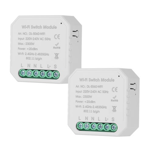 2-Piece Tuya Mini One Way Smart Switch Remote Control WiFi Timer Light White 6cm