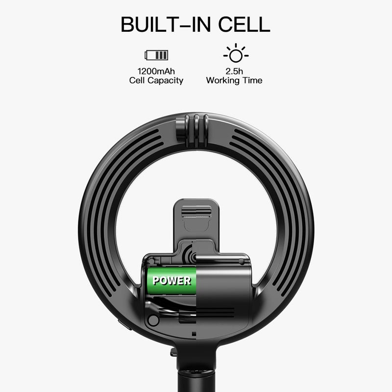 EHOME Portable Bluetooth Remote Control Ring Light With Collapsible Stand Black 19.6cm  - Image 5