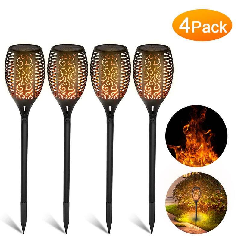 EHOME 4-Piece Solar Flame Lamp Black 33cm - Image 4