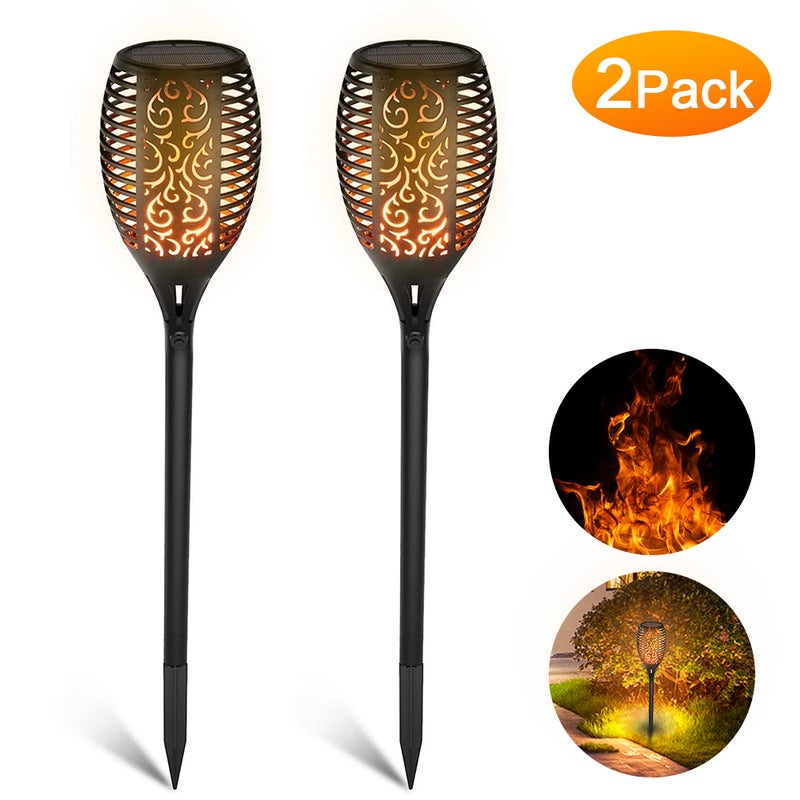 إيهوم طقم مصابيح بتصميم لهب تعمل بالطاقة الشمسية من قطعتين أسود 32.5سم - Image 4