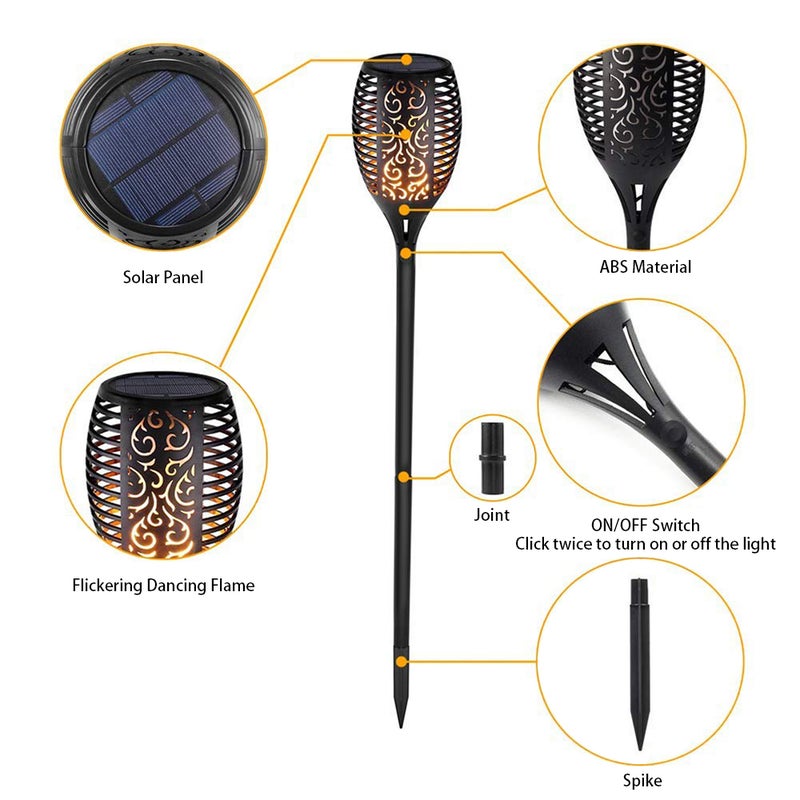 EHOME 1-Piece Solar Torch Flickering Flame Lamp Black 25.5cm - Image 3