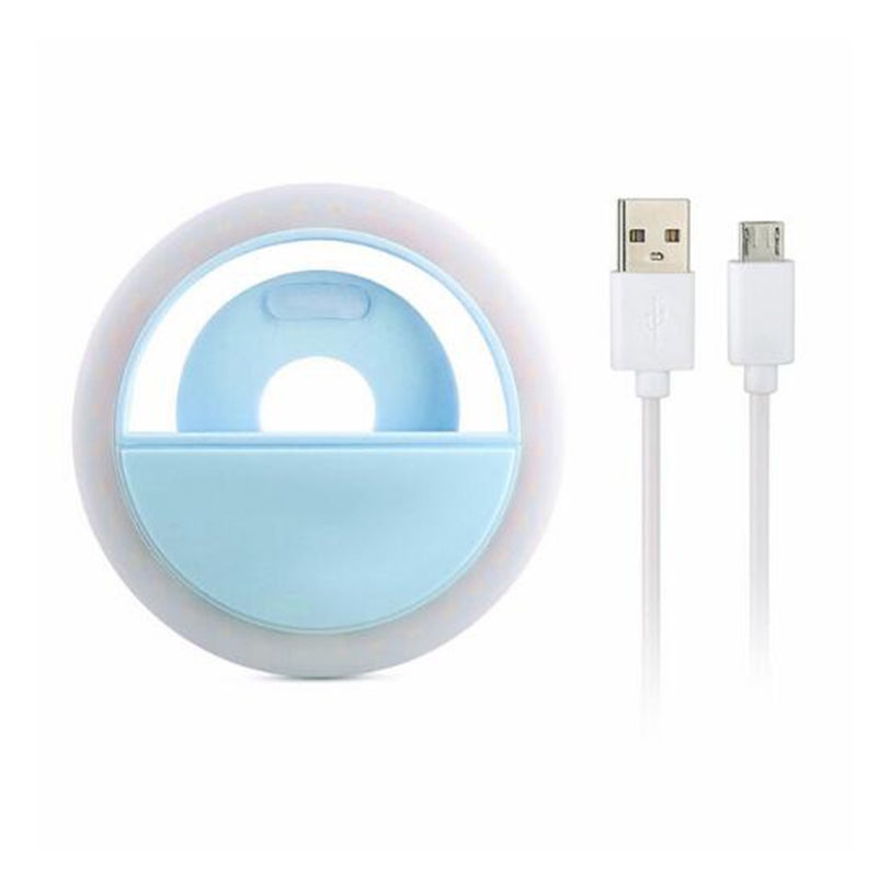 حلقة إضاءة قابلة للشحن بمنفذ USB لالتقاط صور السيلفي مزودة بمشبك أزرق 9*4*9سم  - Image 4
