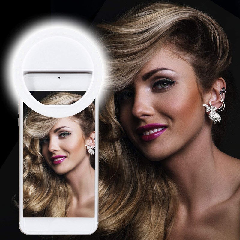 USB Rechargeable Clip On Selfie Ring Light White 9x4x9cm - Image 2