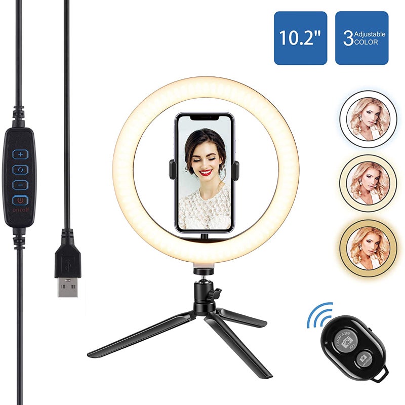 LED Photography Ring Light with Tripod Stand 44x3x26cm Black - Image 4
