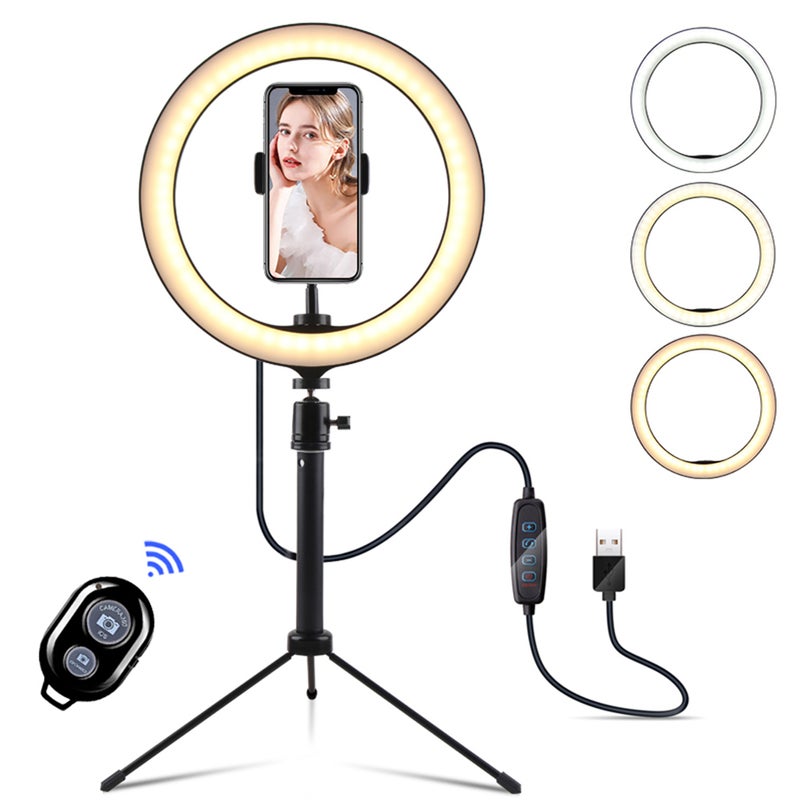 Generic - LED Ring Light With Adjustable Tripod MultiColour 30x4x26.5cm - Image 1
