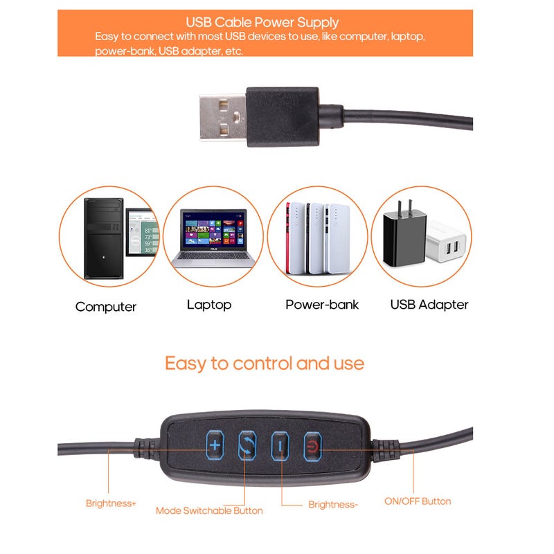 2-in-1 Clip-on Smartphone Holder with Selfie Light 19.5x8.5x17cm MultiColour - Image 3