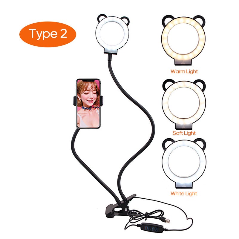 2-in-1 Clip-on Smartphone Holder with Selfie Light 19.5x8.5x17cm MultiColour - Image 4