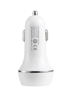 وبو شاحن سيارة بمنفذ USB مزدوج أبيض/فضي  - Image 1