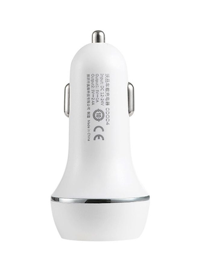 Wopow Dual USB Car Charger White/Silver - Image 1