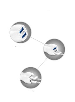 وبو شاحن سيارة بمنفذ USB مزدوج أبيض/فضي  - Image 5