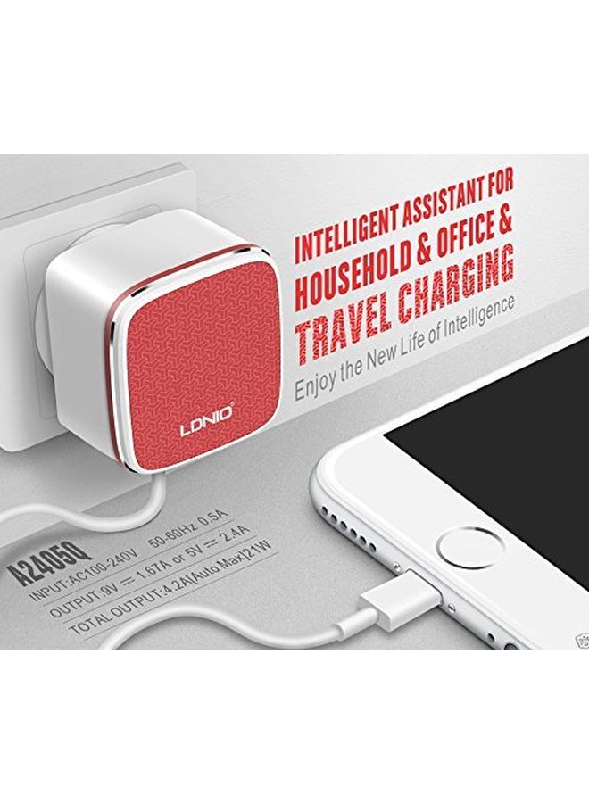 Quick Charge USB Charger White/Red