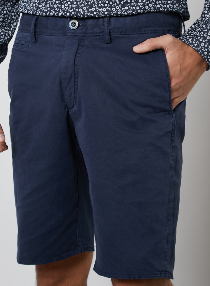 MANGO Chino Style Bermuda Shorts Navy - Image 2