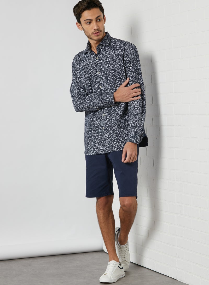 MANGO Chino Style Bermuda Shorts Navy - Image 3