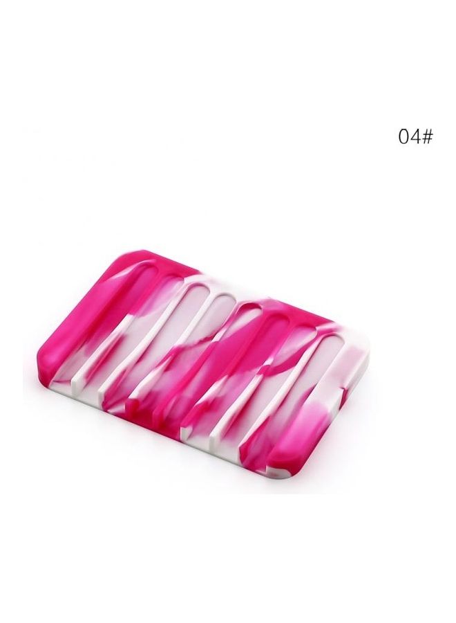 آيسانك حامل صابون من السيليكون وردي أحمر وأبيض 11.5سم