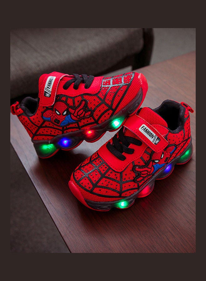 حذاء رياضي كاجوال رائع بتصميم عصري مزود بإضاءة LED للأولاد والبنات أحمر  - Image 3