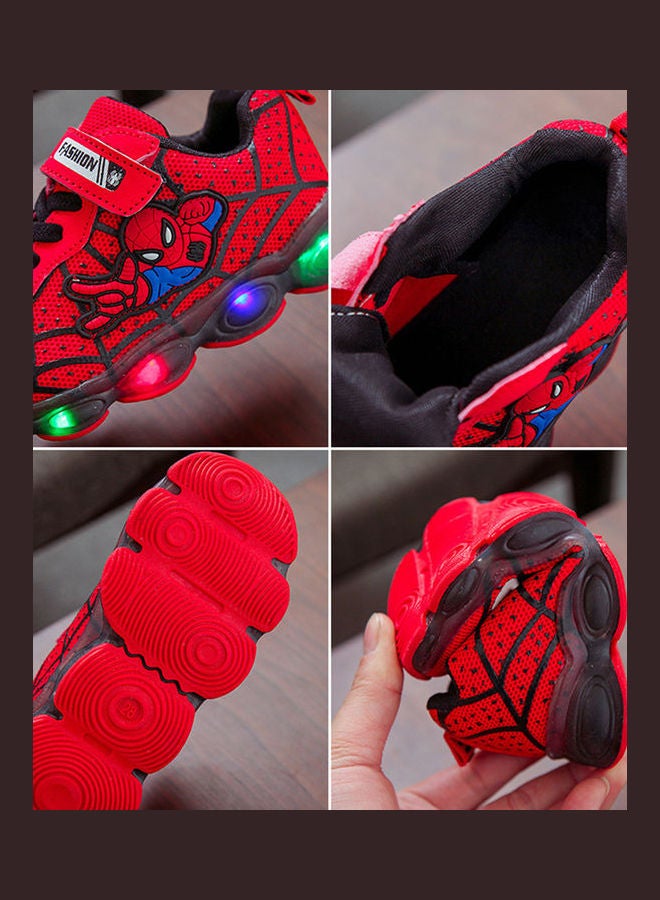 حذاء رياضي كاجوال رائع بتصميم عصري مزود بإضاءة LED للأولاد والبنات أحمر  - Image 5