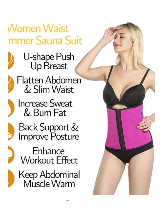 بيوينتي حزام تنحيف البطن بتفاصيل سحاب وردي/ أسود - Image 2