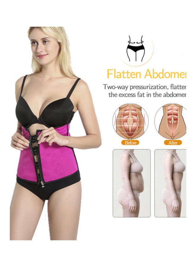 بيوينتي حزام تنحيف البطن بتفاصيل سحاب وردي/ أسود - Image 4