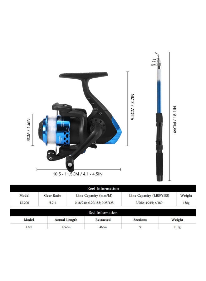 Generic - Fishing Rod And Reel Combo Full Kit 45x6.5x14cm - Image 1
