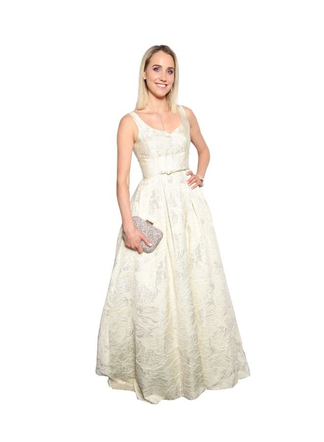 CHRISTOPHE GUILLARME Floral Detail Maxi Dress Ecru 
