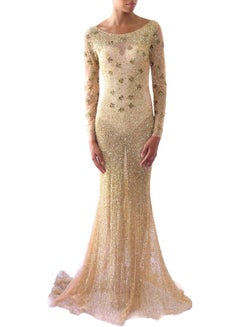 CHRISTOPHE GUILLARME Sequin Detail Maxi Dress Dore 