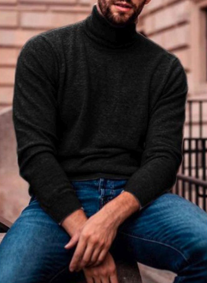 Knitted Pullover Sweater Black  - Image 2