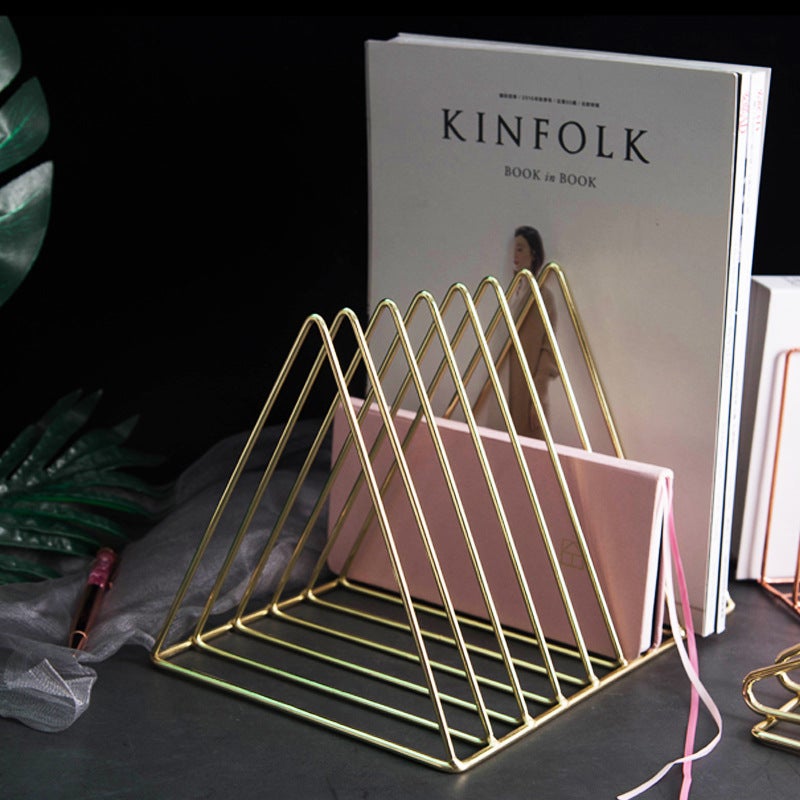 FRIEET Metal Bookend Triangle-shaped Yellow - Image 3