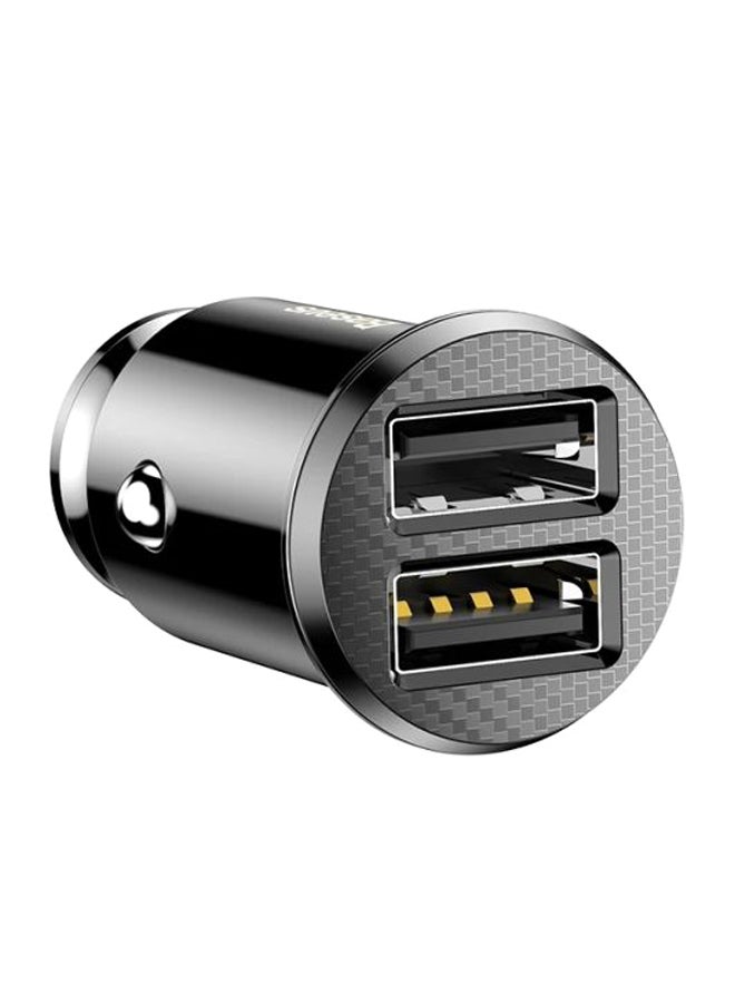 Baseus Fast Dual USB Mini Car Phone Charger Travel Adapter For Mobile Phones Black - Image 2