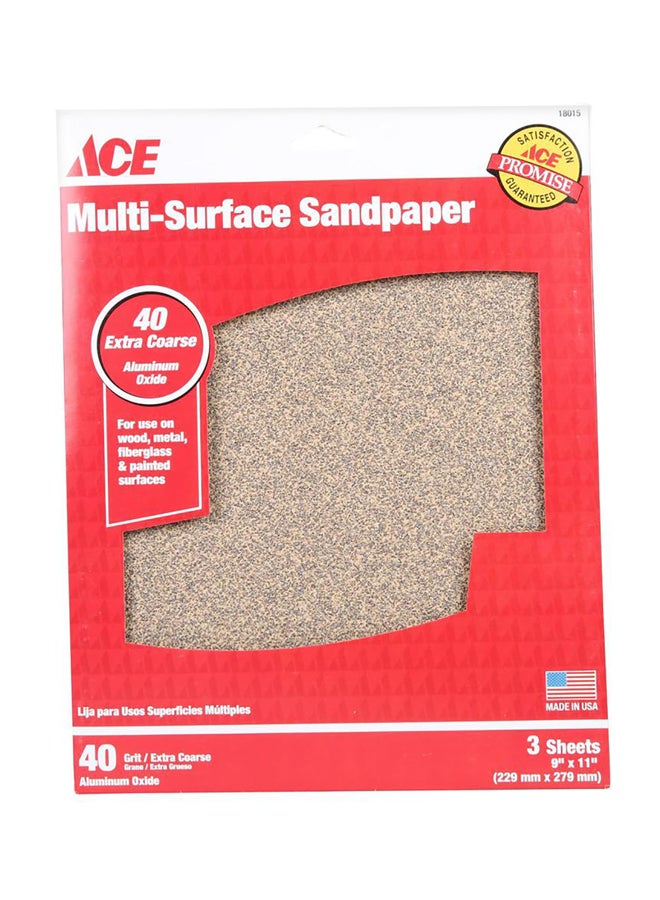 ACE Pack Of 3 Multi-Surface Sandpaper Beige