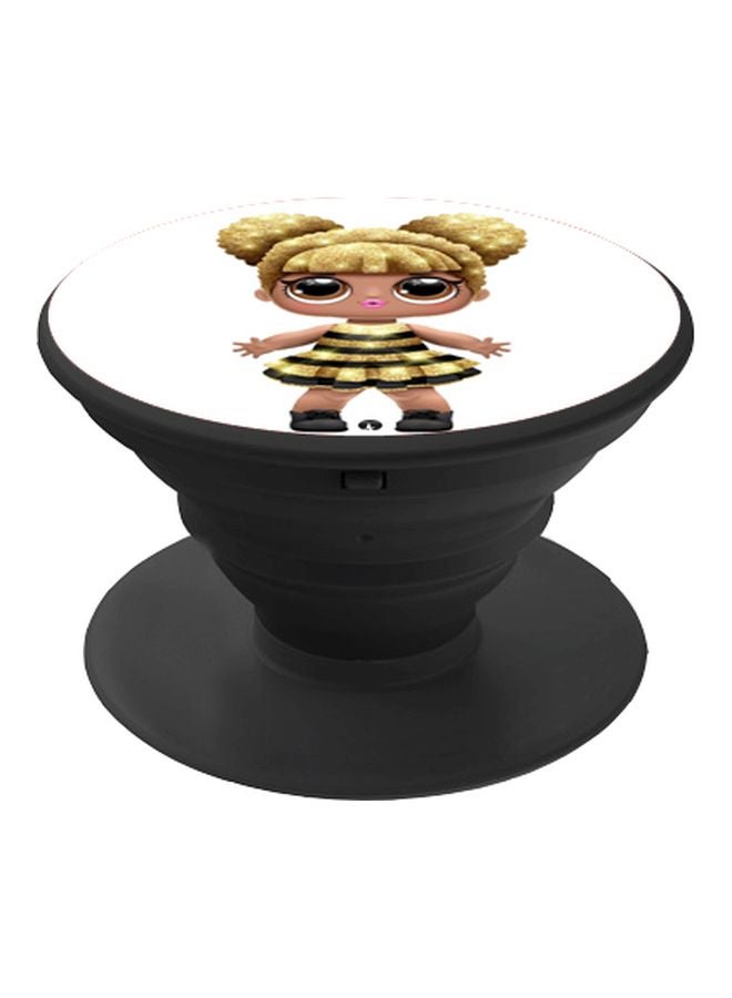 بي بي حامل هاتف على شكل مقبض أصابع منبثق بطبعة رسومات كرتونية أبيض/أسود/بني - Image 1