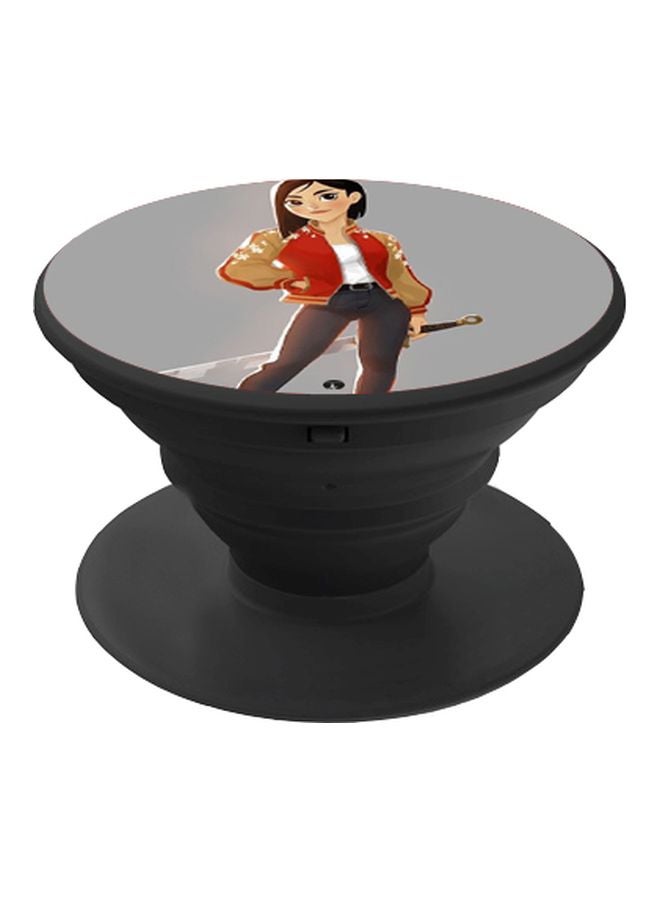 بي بي حامل هاتف على شكل مقبض أصابع منبثق بطبعة رسومات كرتونية رمادي/أحمر - Image 1