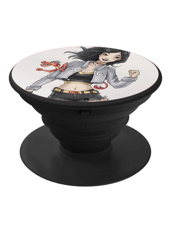 بي بي حامل هاتف على شكل مقبض أصابع منبثق بطبعة رسومات كرتونية رمادي - Image 1