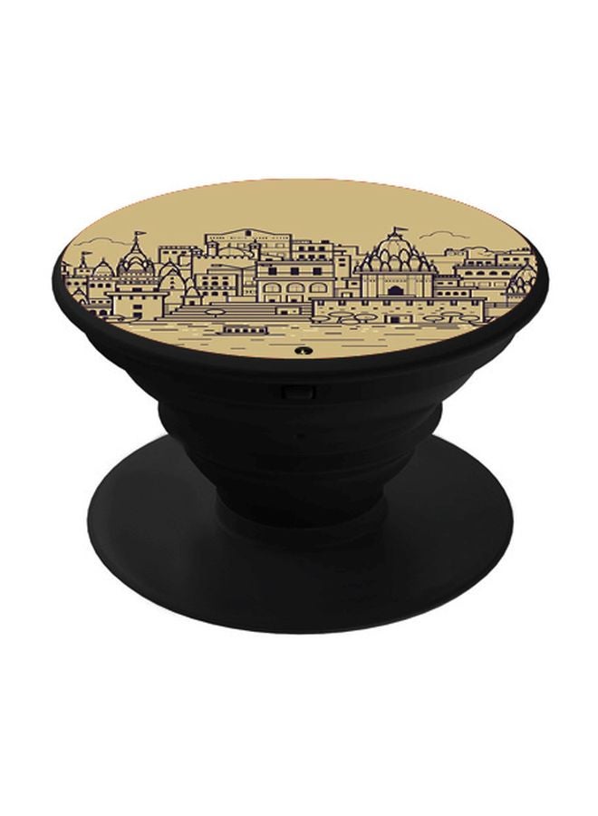 BP Temple Printed Pop Socket Phone Holder Beige/Black - Image 1