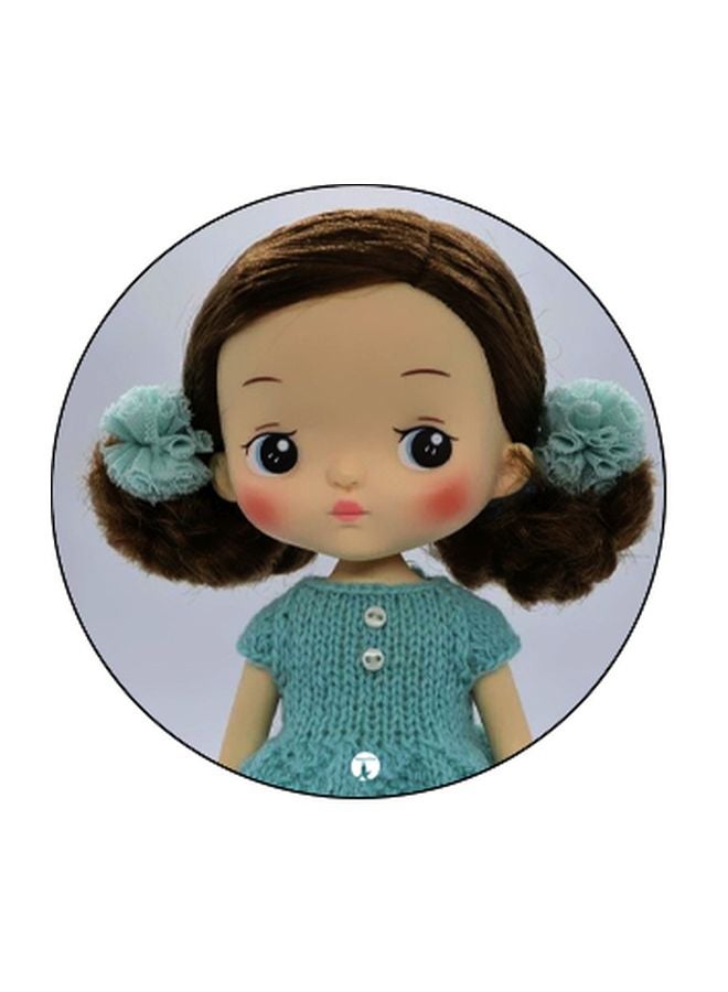 BP Cartoon Girl Printed Pop Socket Phone Holder Blue/Beige/Black - Image 2