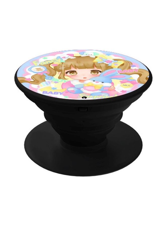 BP Anime Girl Printed Pop Socket Phone Holder Pink/Blue/Black - Image 1