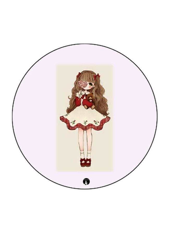 BP Anime Girl Printed Pop Socket Phone Holder Brown/Red/Black - Image 2