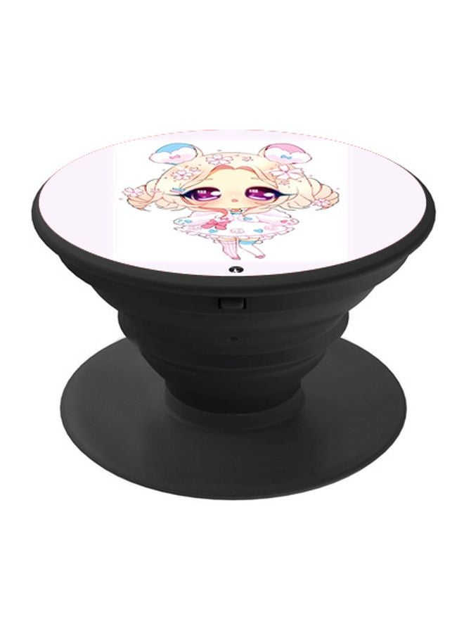 BP Cartoon Printed Pop Socket Phone Holder White/Yellow/Pink - Image 1