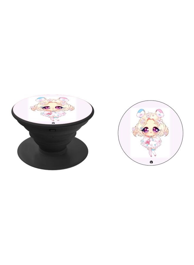 BP Cartoon Printed Pop Socket Phone Holder White/Yellow/Pink - Image 2