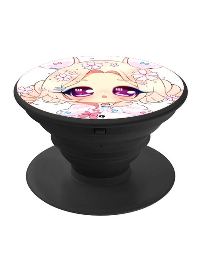 بي بي حامل هاتف على شكل مقبض أصابع منبثق بطبعة رسومات كرتونية أبيض/أصفر/وردي - Image 1