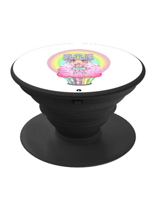 BP Cartoon Printed Pop Socket Phone Holder White/Yellow/Pink - Image 1