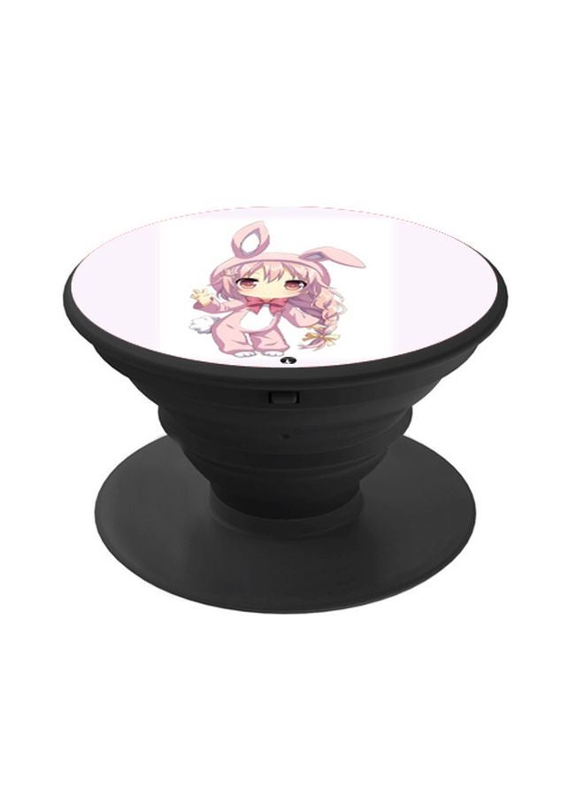 BP Cartoon Printed Pop Socket Phone Holder White/Pink/Black - Image 1