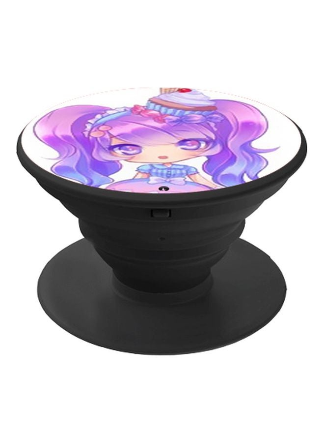 BP Cartoon Printed Pop Socket Phone Holder Purple/White/Black - Image 1