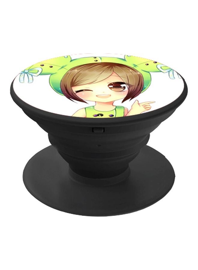 BP Cartoon Printed Pop Socket Phone Holder Green/Brown/Black - Image 1