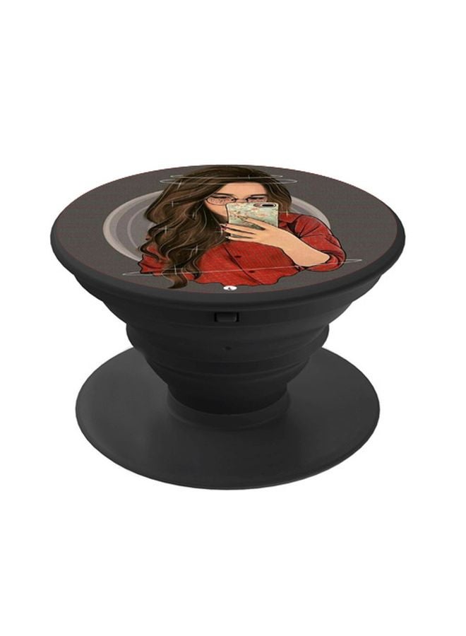 BP Girl Printed Pop Socket Phone Holder Grey/Red/Beige - Image 1