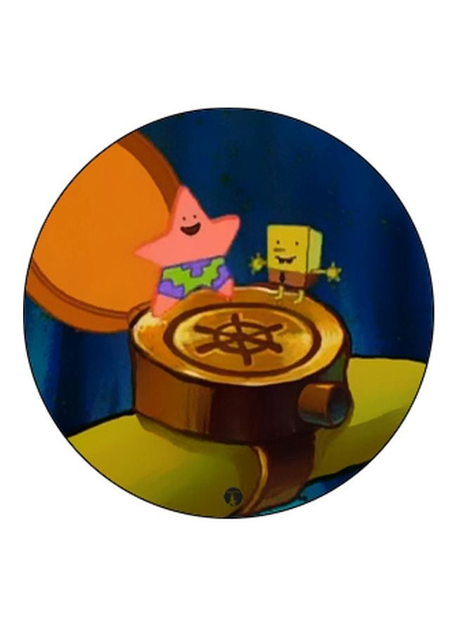 BP - SpongeBob With Patrick Star Printed Pop Socket Phone Holder Blue/Yellow/Brown - Image 1