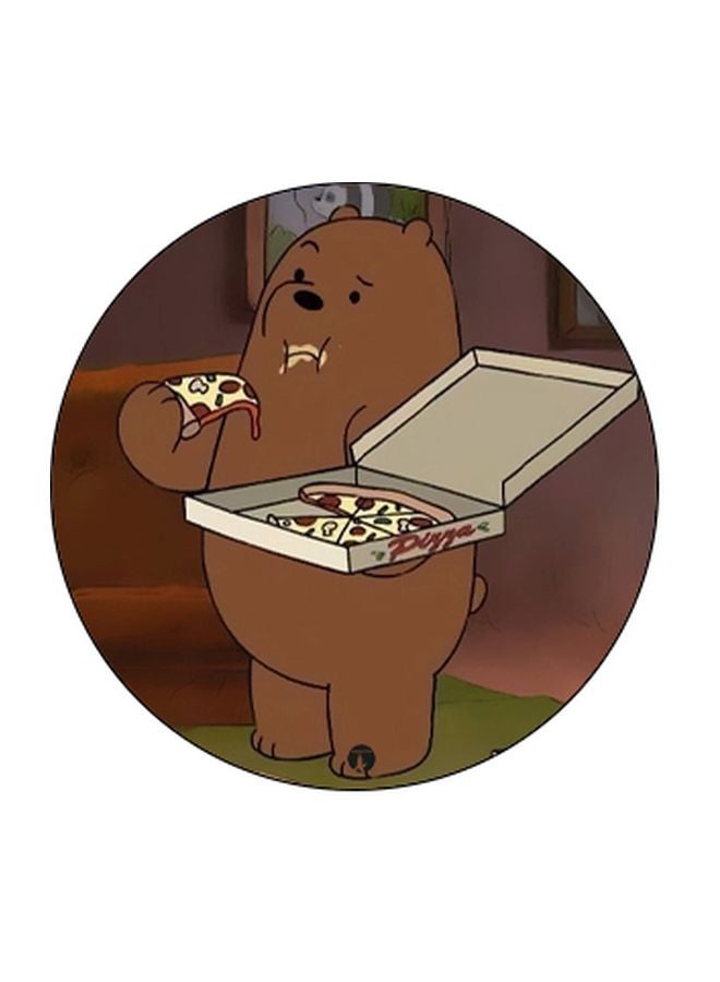 BP Cartoon Bear Printed Pop Socket Phone Holder Brown/Green/Beige - Image 2