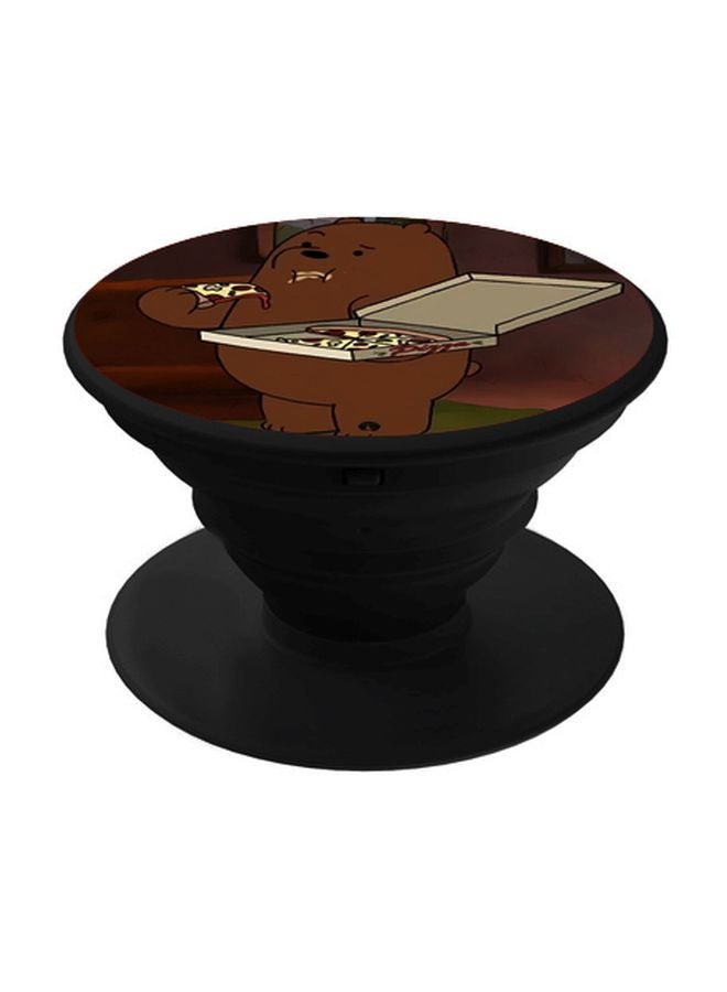 BP Cartoon Bear Printed Pop Socket Phone Holder Brown/Green/Beige - Image 1