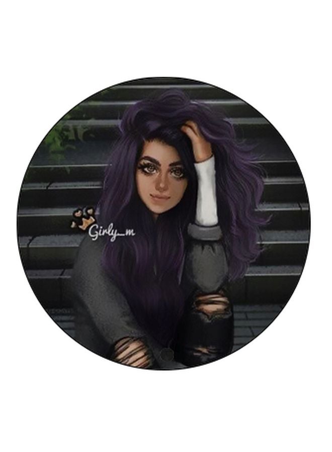 BP Cartoon Girl Printed Pop Socket Phone Holder Purple/Beige/Black - Image 2