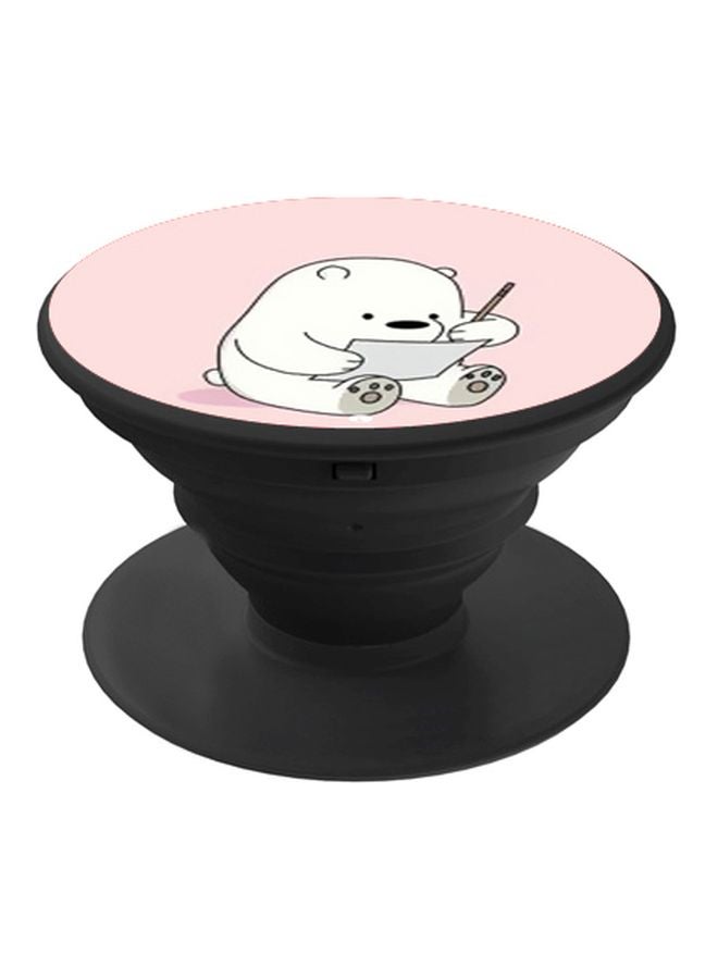 BP Bear Printed Pop Socket Phone Holder Pink/White/Black - Image 1